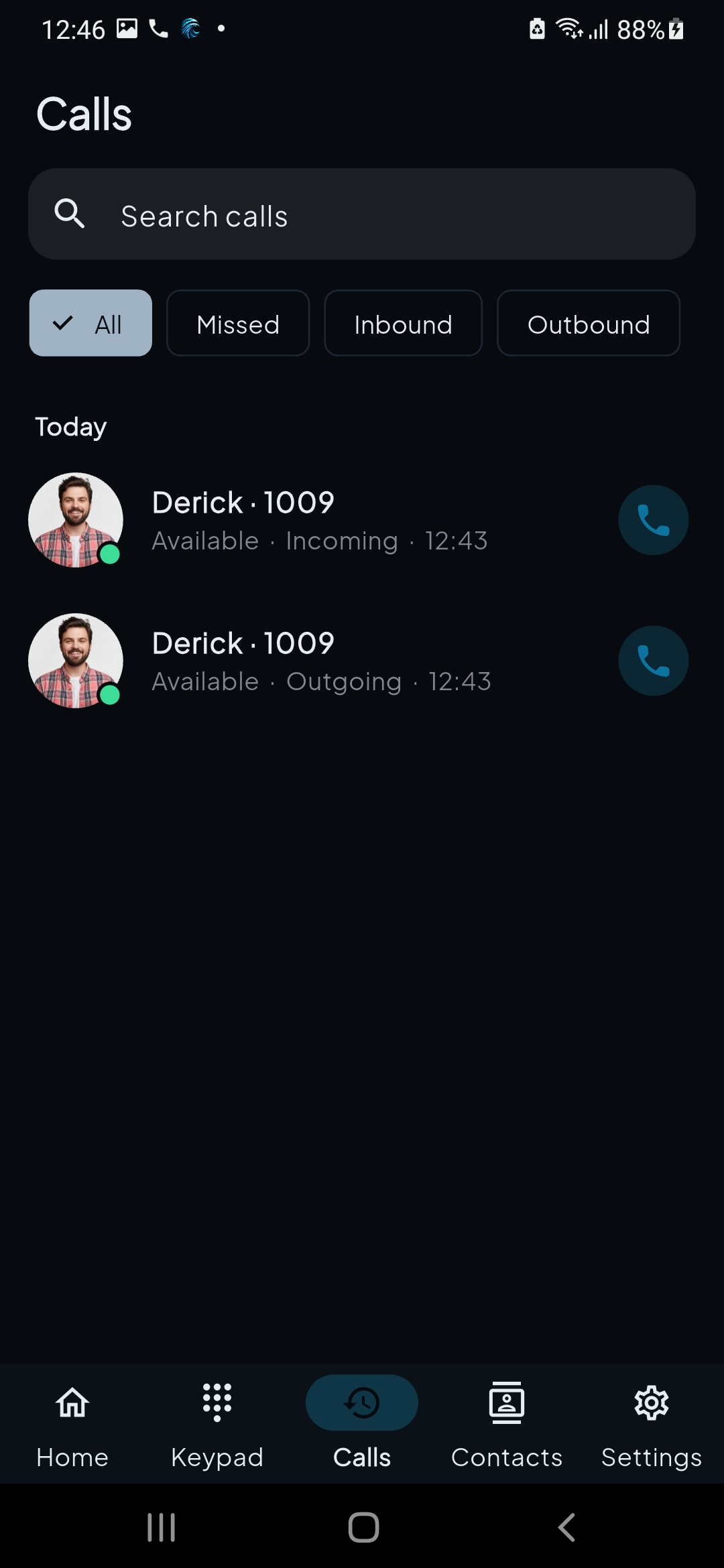 Aegir Phone call history with filters